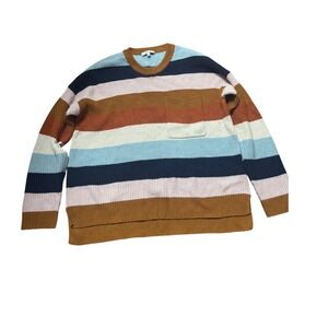 Madewell Striped Crew Neck Pocket Sweater Womens Size Medium Multicolored